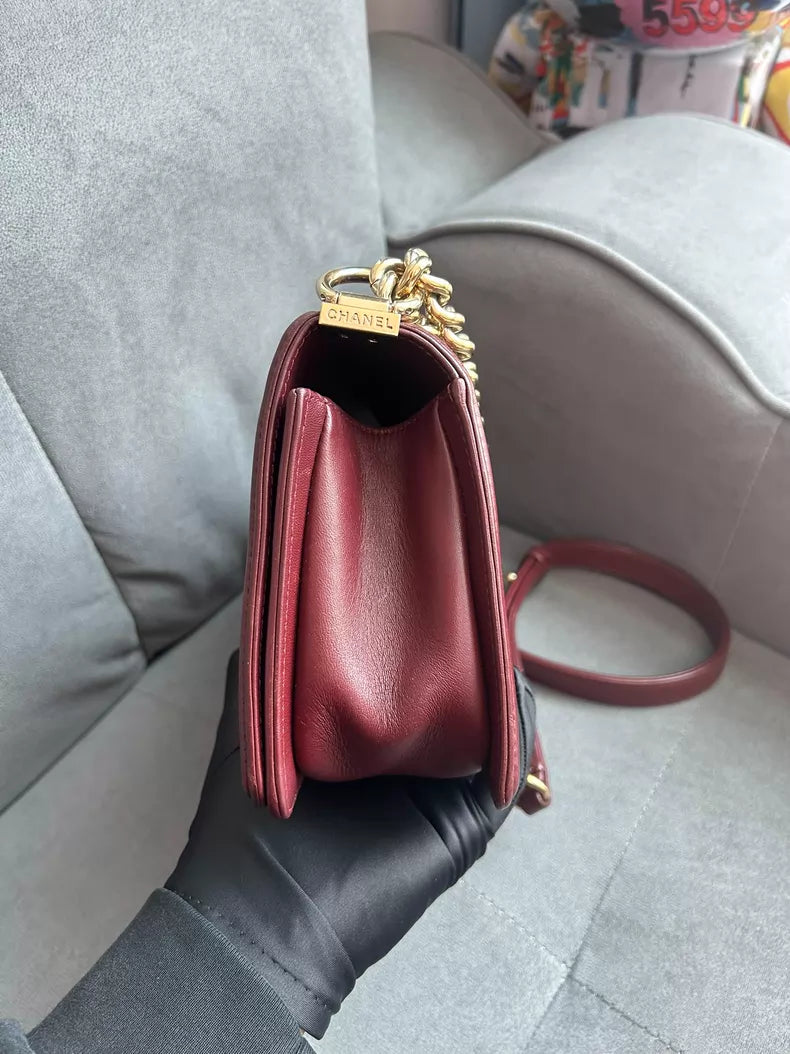 CHANEL Chanel Leboy medium red lambskin gold hardware