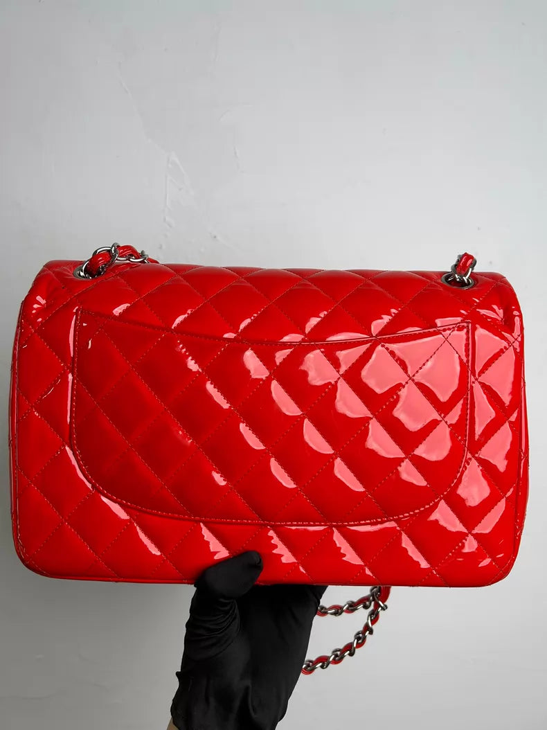 CHANEL Chanel CFJumbo patent leather red silver hardware 1