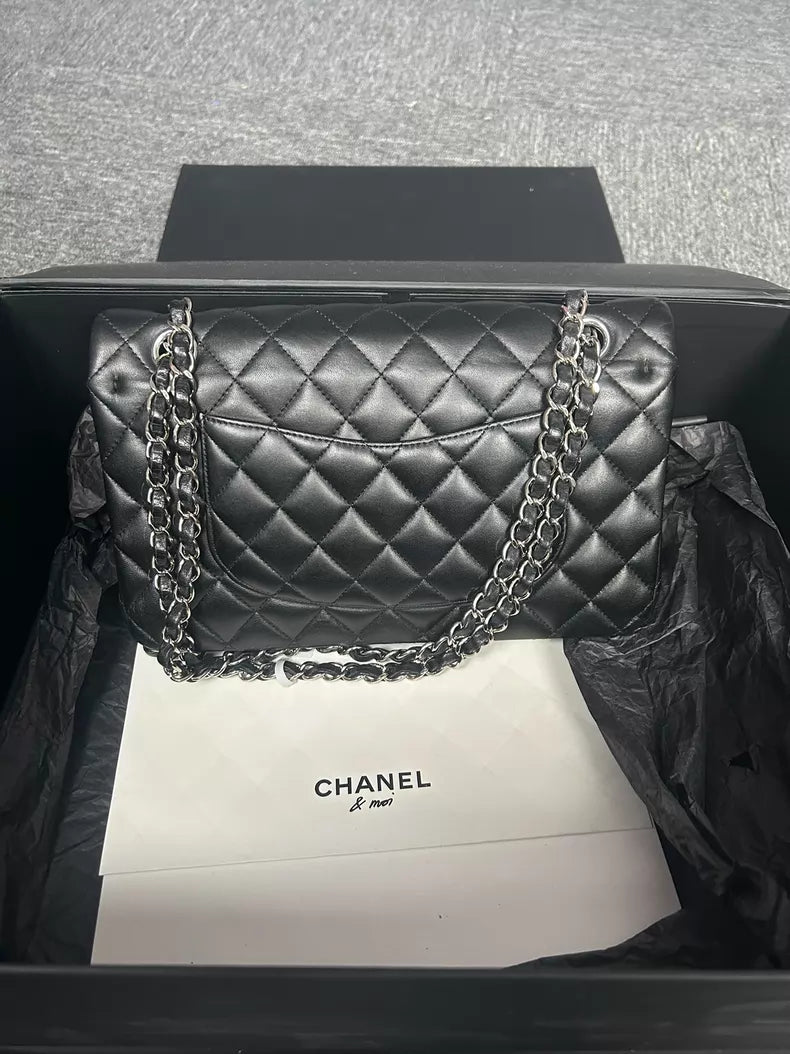 Chanel Chanel CF black silver hardware lambskin medium