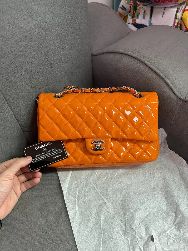 CHANEL Chanel CF medium patent leather silver hardware 20