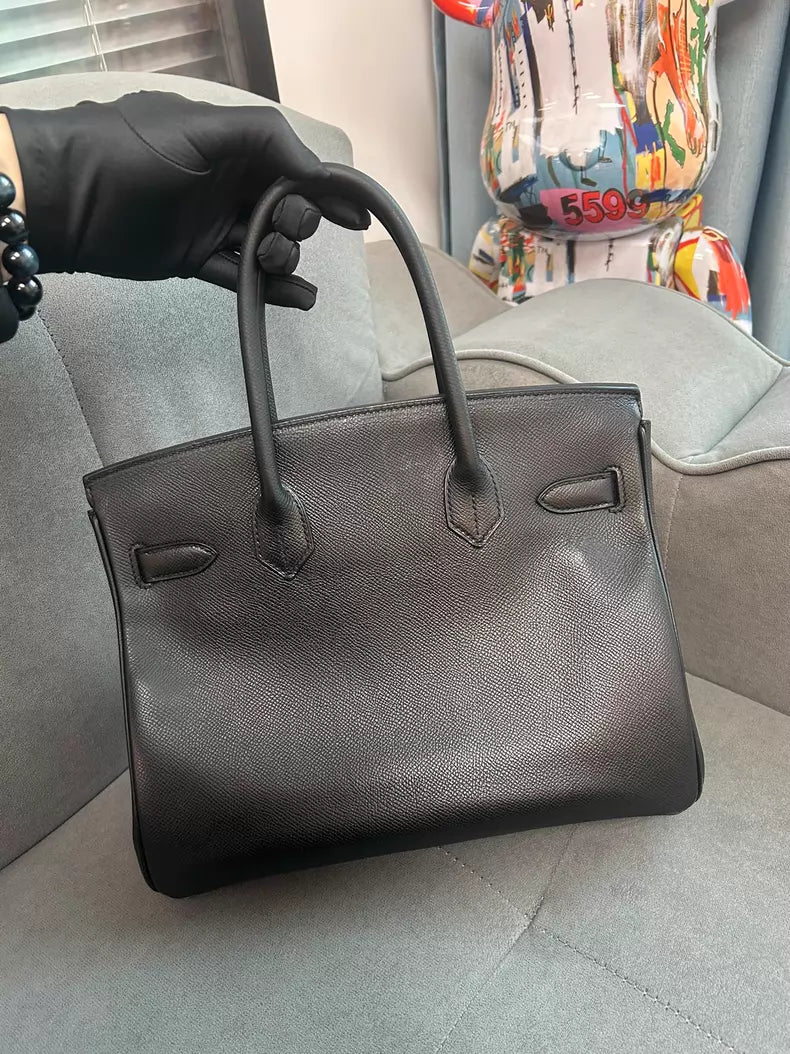 Hermes birkin bk30 E black silver hardware o