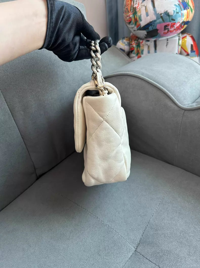 Chanel 19bag small silver hardware 99 gold hardware