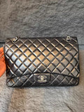 CHANEL Chanel CFmaxi lambskin black silver hardware