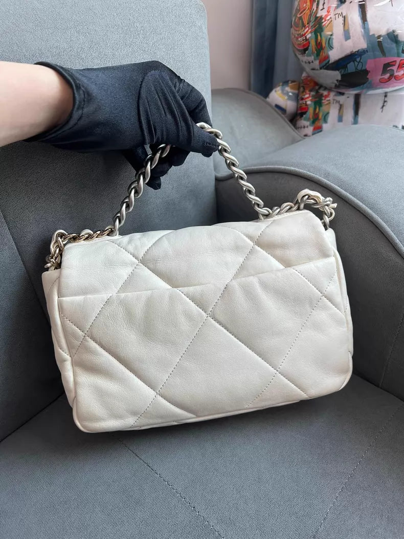 Chanel 19bag small silver hardware 99 gold hardware