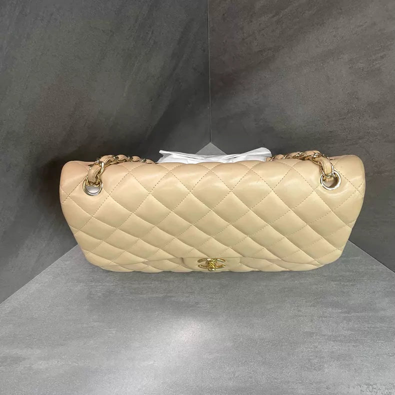 CHANEL Chanel CFJumbo lambskin milk tea gold hardware