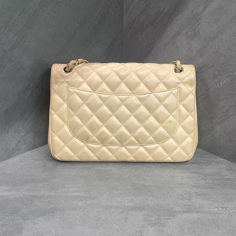 CHANEL Chanel CFJumbo lambskin milk tea gold hardware