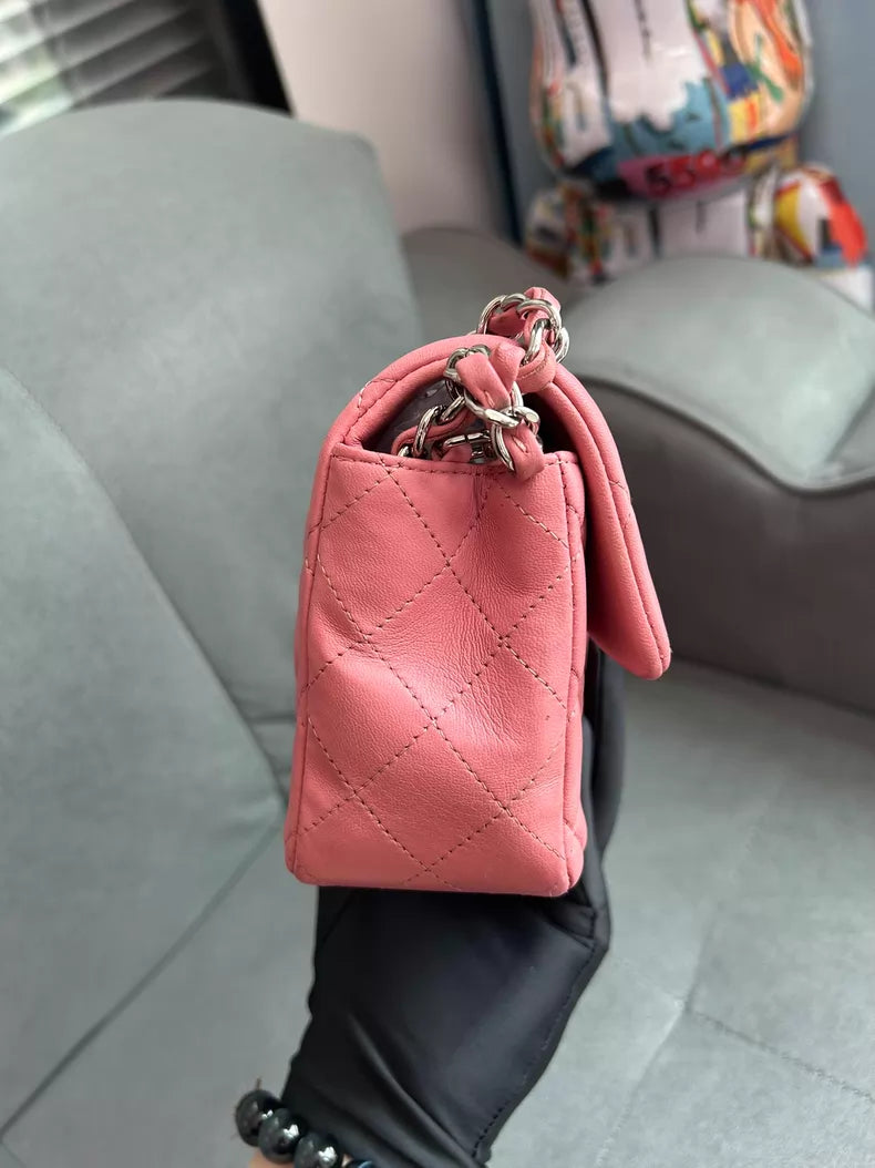 CHANEL Chanel CF mini lambskin pink silver hardware 1