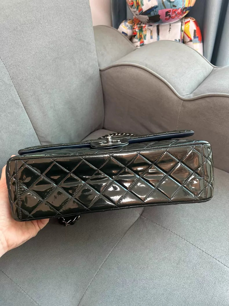 Chanel Chanel cf patent leather blue MAX silver hardware