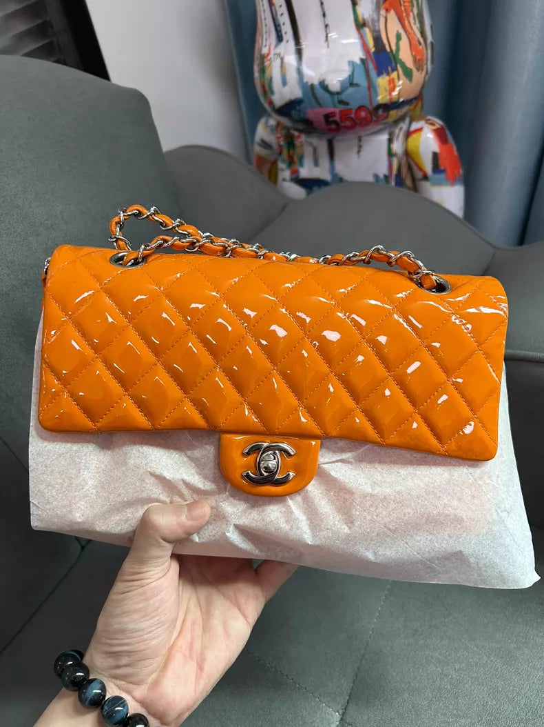 CHANEL Chanel CF medium patent leather silver hardware 20