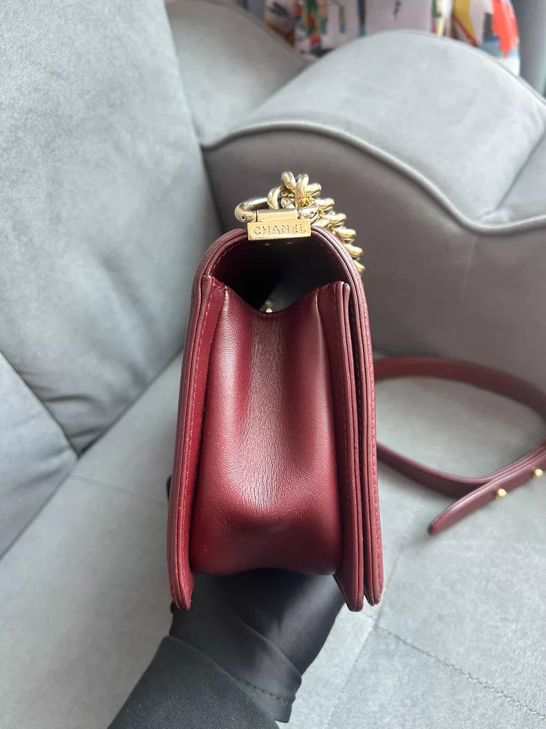CHANEL Chanel Leboy medium red lambskin gold hardware