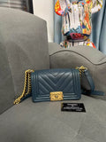 Chanel Chanel Leboy leather blue 20*13