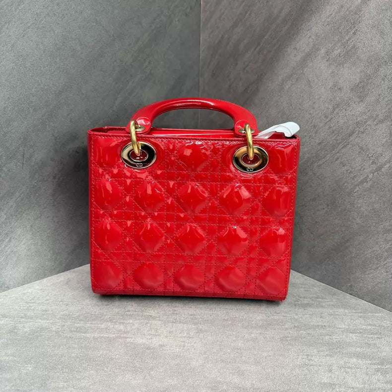 Dior Dior Lady Dior red gold hardware patent leather