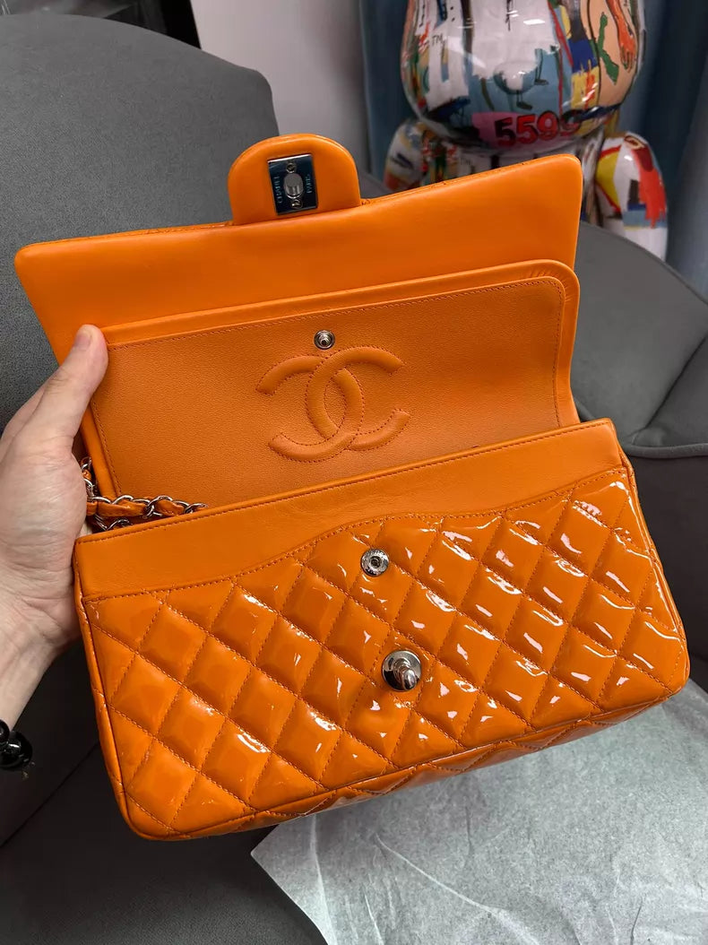 CHANEL Chanel CF medium patent leather silver hardware 20