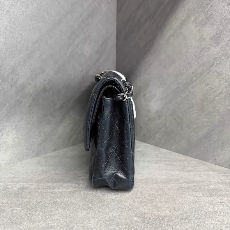 Chanel Chanel CF medium black silver hardware lambskin 18 in stock