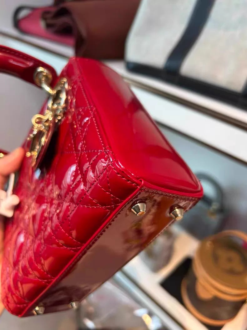 Dior Dior Lady Dior patent leather red gold hardware 20