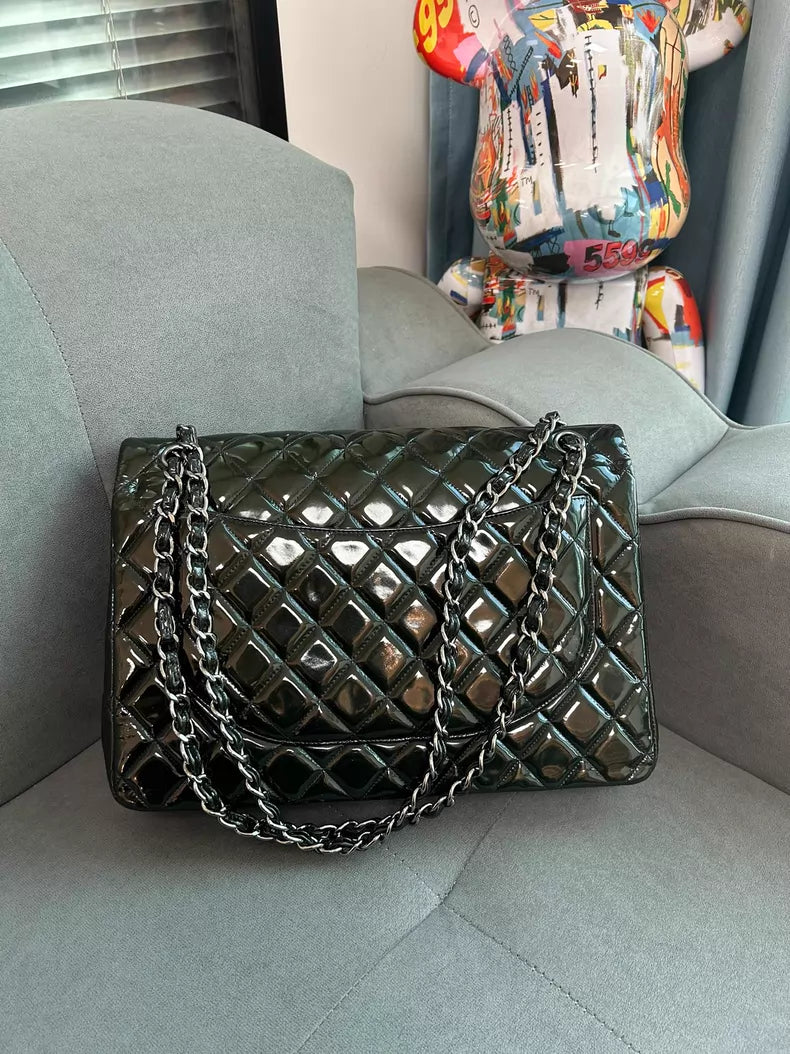 Chanel Chanel cf patent leather blue MAX silver hardware