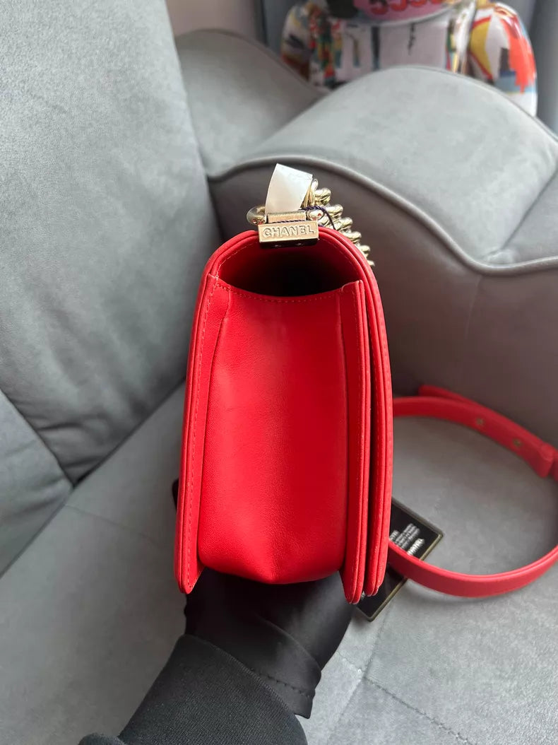 CHANEL Chanel Leboy medium orange red gold hardware 24