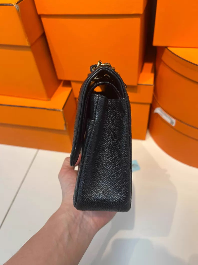 Chanel /Chanel CF medium black gold hardware leather