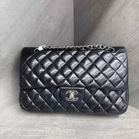 Chanel Chanel CF medium black silver hardware lambskin 18 in stock