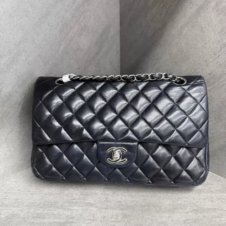 Chanel Chanel CF medium black silver hardware lambskin 18 in stock