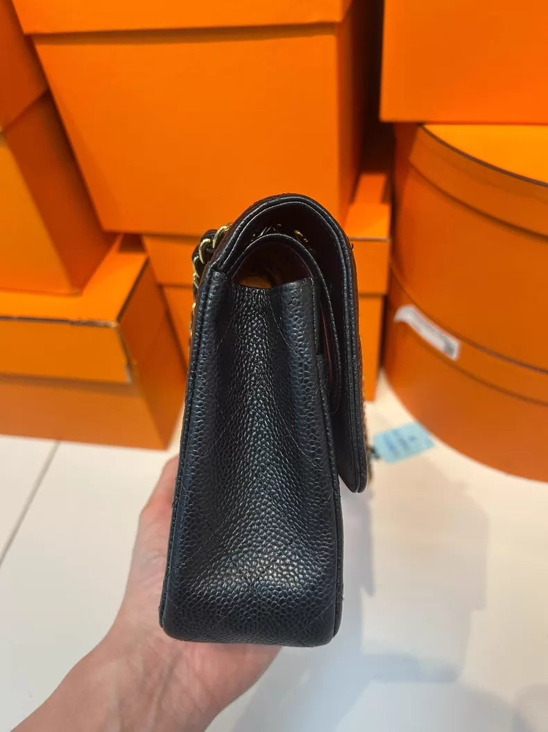 Chanel /Chanel CF medium black gold hardware leather