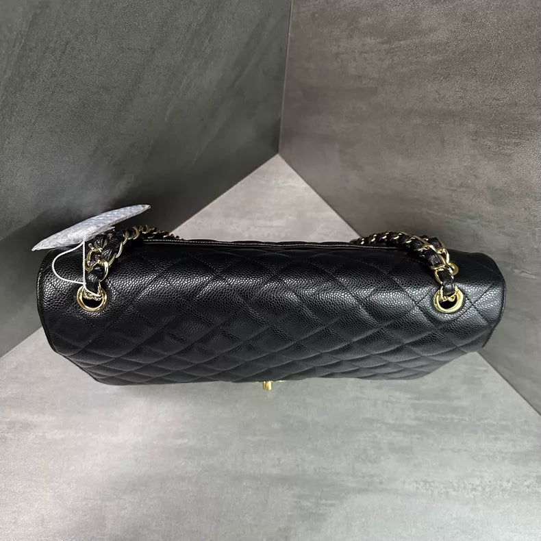 Chanel Chanel CF maxi black gold hardware leather
