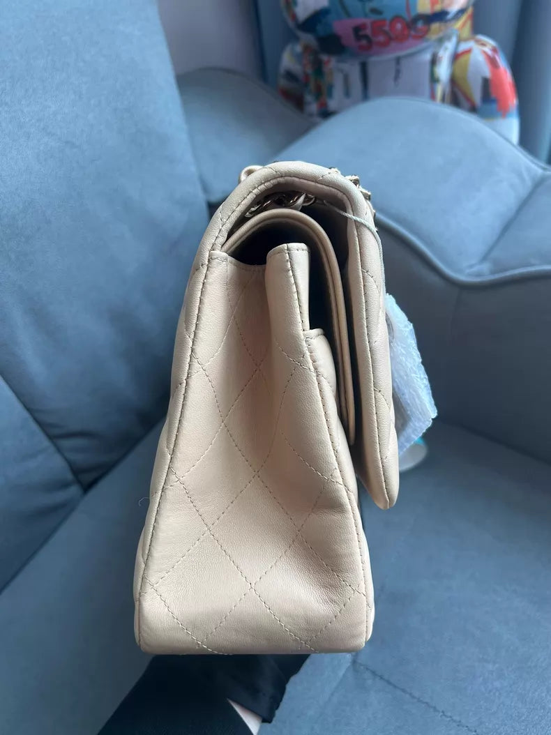 CHANEL Chanel CFJumbo lambskin milk tea gold hardware 1