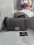 CHANEL Chanel leboy medium lambskin black silver hardware