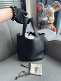 Hermes Picotin 22 black silver hardware B tc