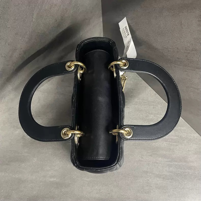 Dior Dior Lady Dior black gold hardware lambskin