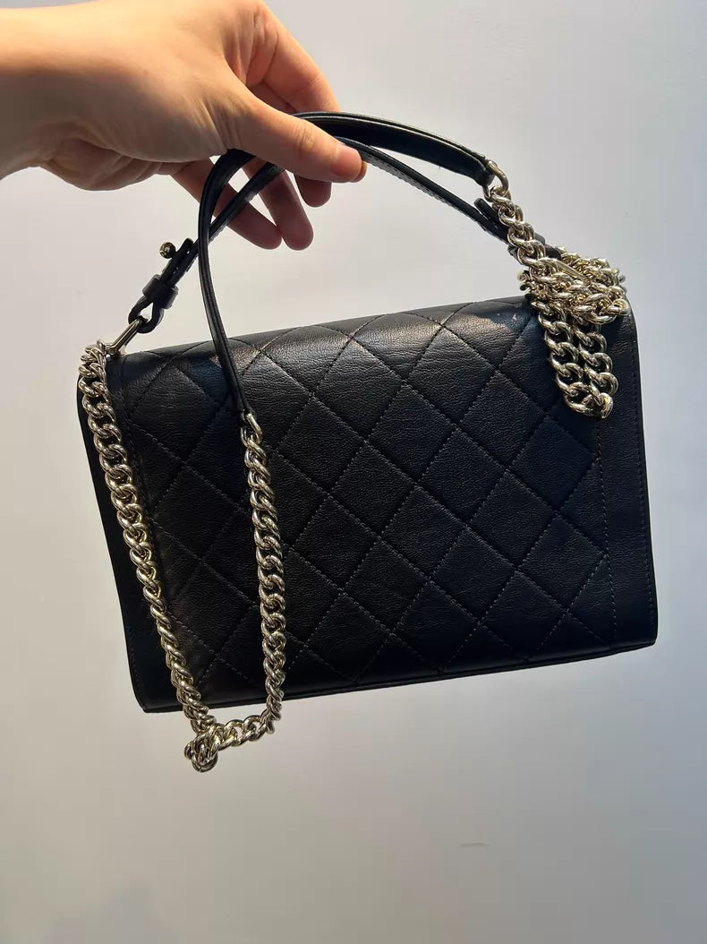 Chanel crossbody bag Label Click flap bag leather black