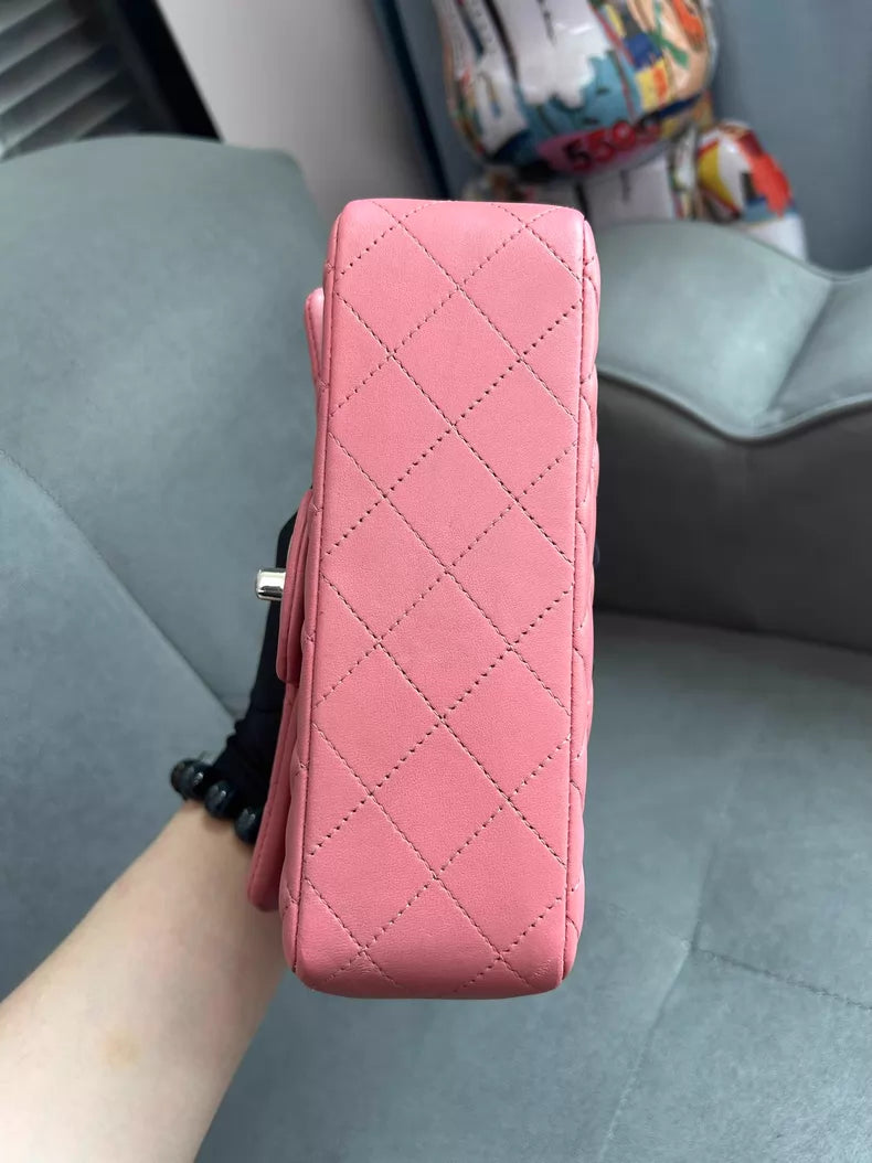 CHANEL Chanel CF mini lambskin pink silver hardware 1