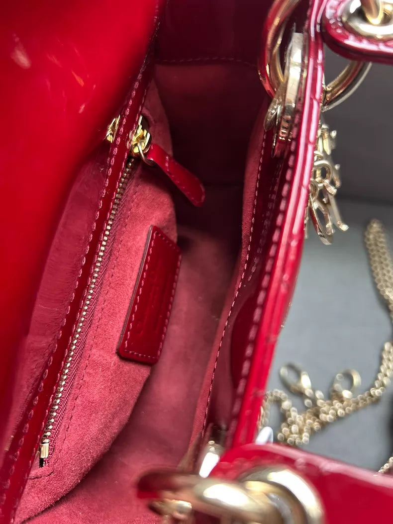 Dior Dior Lady Dior patent leather red gold hardware 20