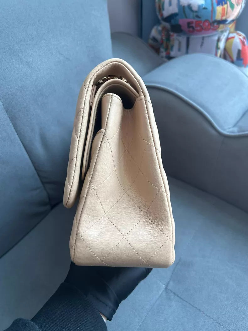 CHANEL Chanel CFJumbo lambskin milk tea gold hardware 1