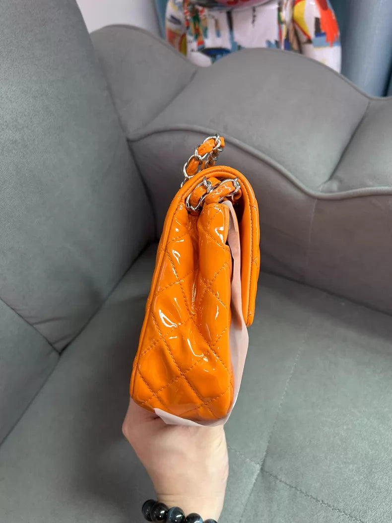 CHANEL Chanel CF medium patent leather silver hardware 20