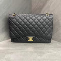 Chanel Chanel CF maxi large black gold hardware pebbled leather