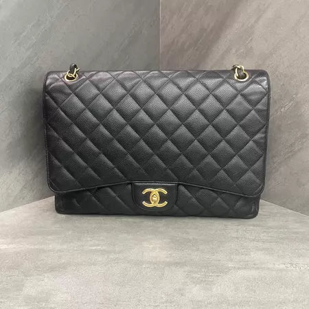 Chanel Chanel CF maxi large black gold hardware pebbled leather