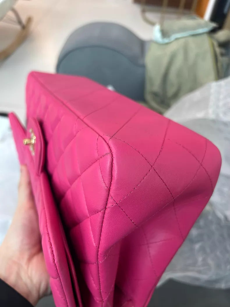 CHANEL Chanel CF Jumbo pink lambskin gold hardware