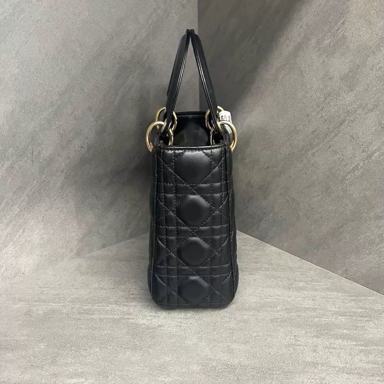 Dior Dior Lady Dior black gold hardware lambskin