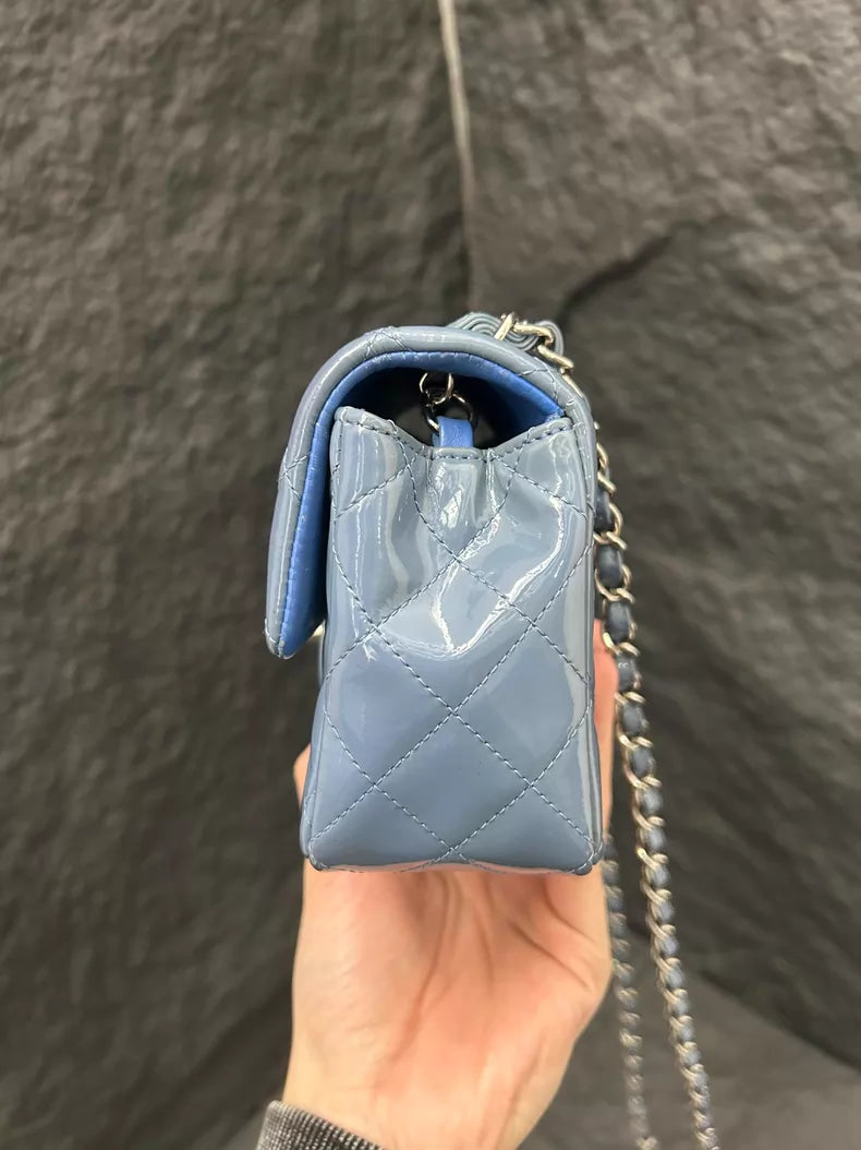 CHANEL Chanel CF mini patent leather blue