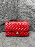 CHANEL Chanel CF medium patent leather red silver hardware 14