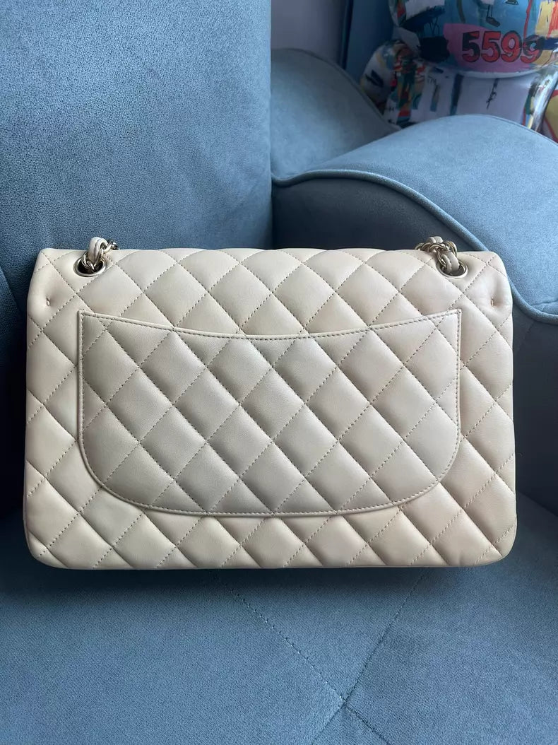 CHANEL Chanel CFJumbo lambskin milk tea gold hardware 1