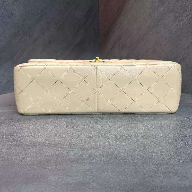 Chanel cf jumbo milk tea lambskin 15