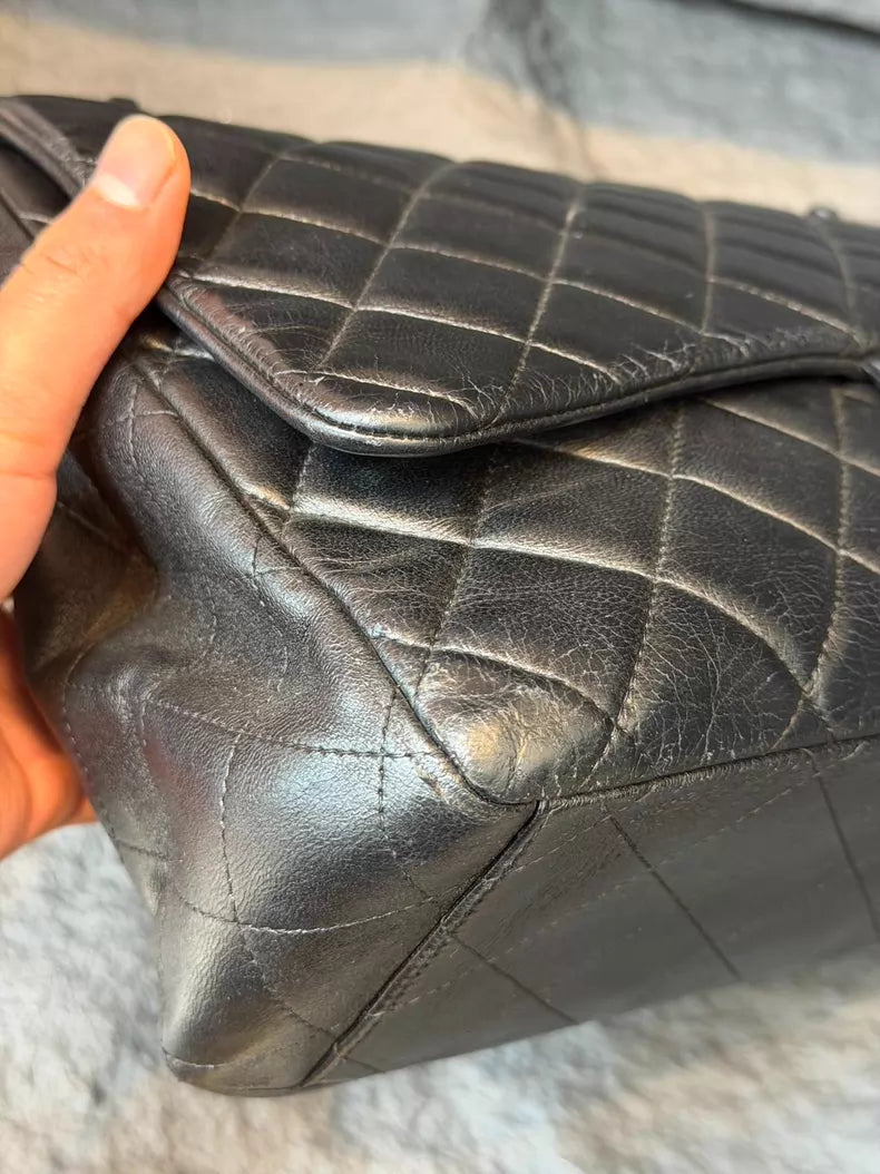 CHANEL Chanel CFmaxi lambskin black silver hardware