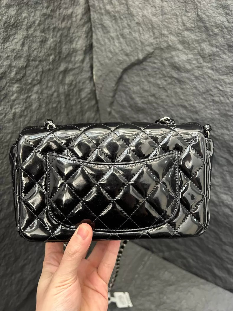CHANEL Chanel CF mini patent leather black