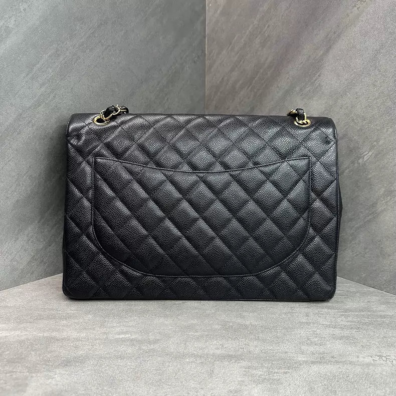 Chanel Chanel CF maxi black gold hardware leather