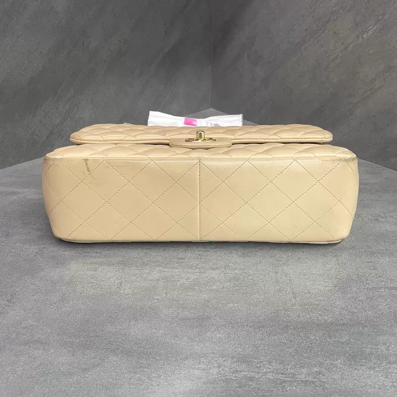CHANEL Chanel CFJumbo lambskin milk tea gold hardware