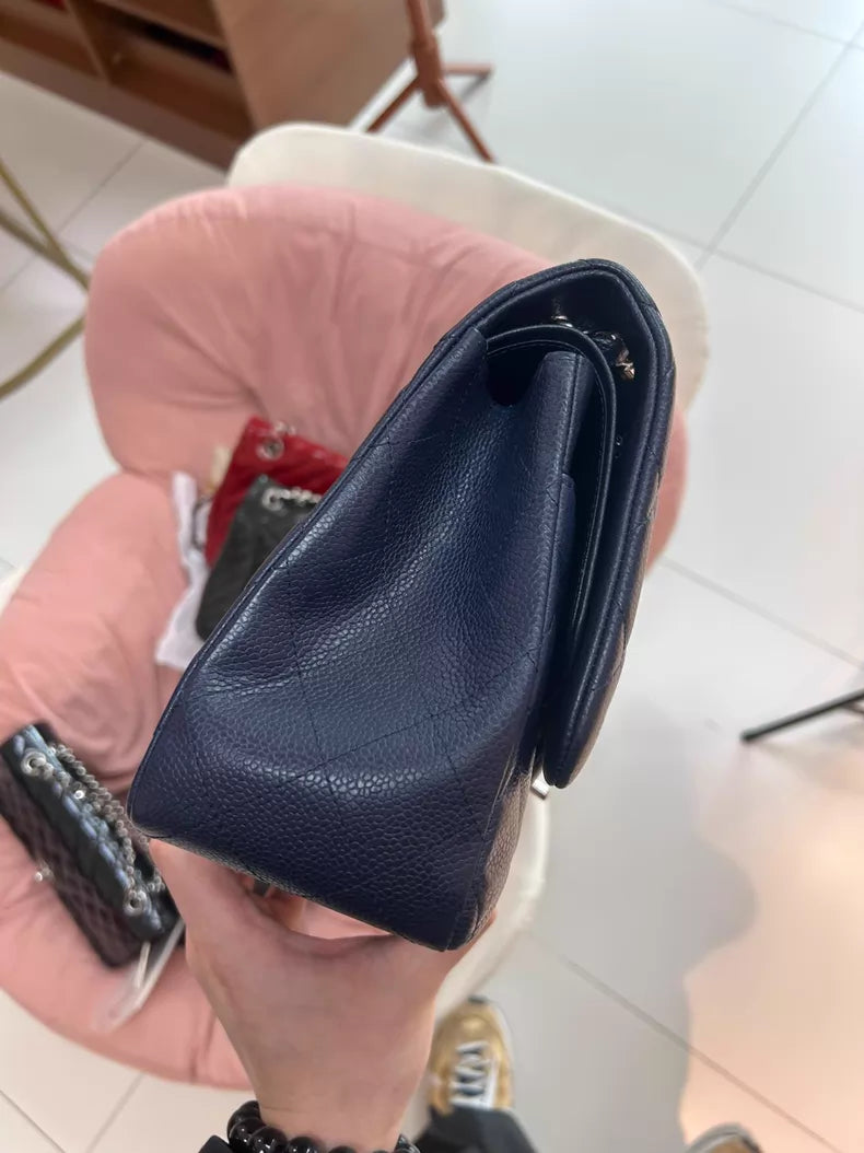 Chanel Chanel cf jumbo pebbled leather dark blue 19
