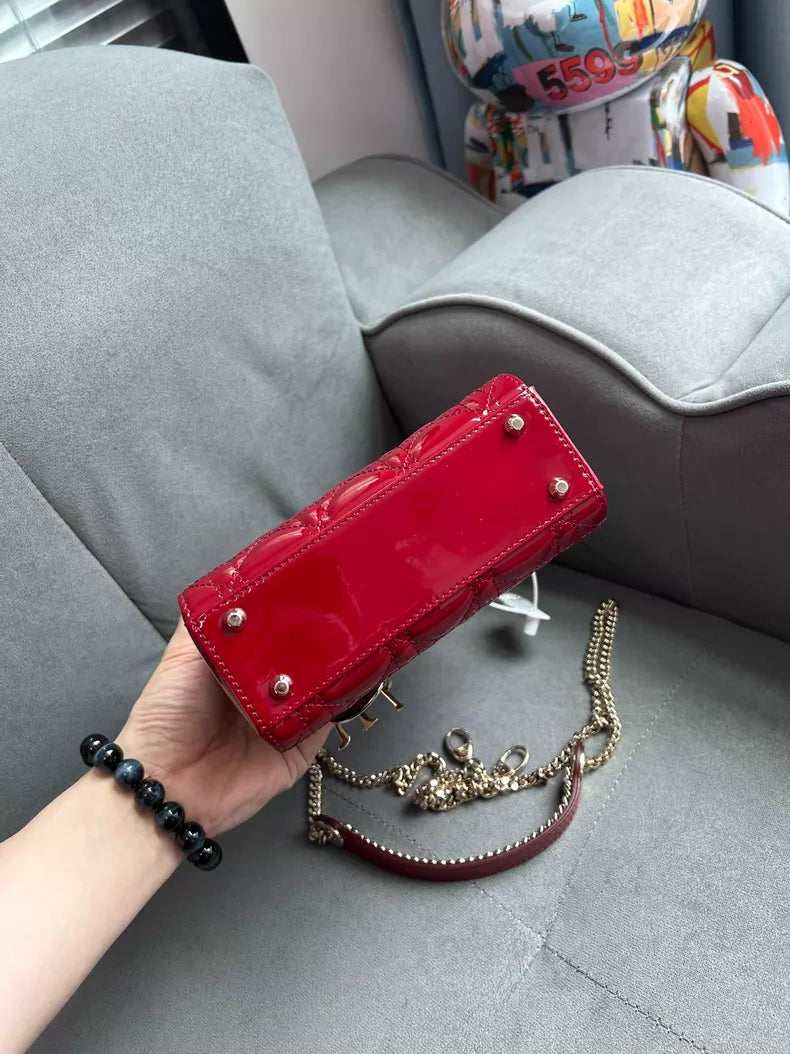 Dior Dior Lady Dior patent leather red gold hardware 20