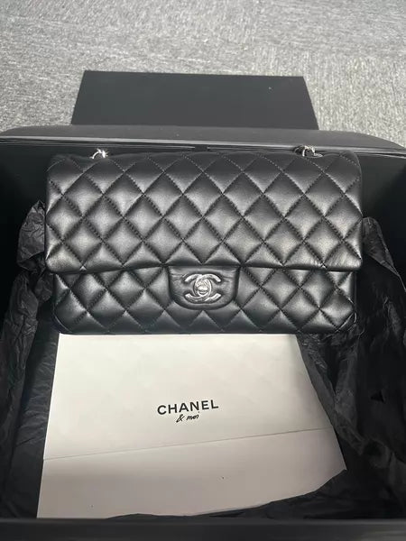 Chanel Chanel CF black silver hardware lambskin medium